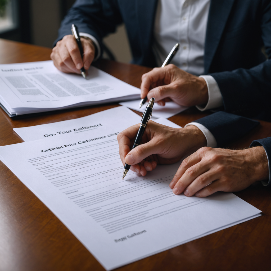 Two parties signing a business agreement on the contract.
